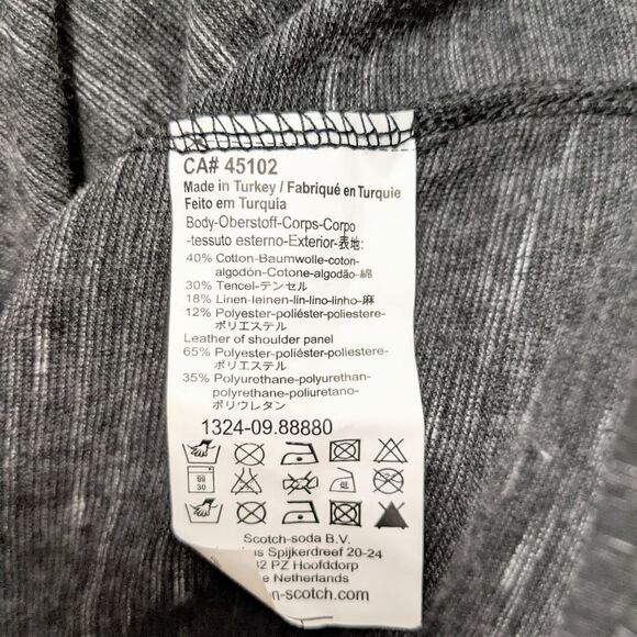 MAISON SCOTCH Space Dye Linen Blend Faux Leather Panel Dress M - Picture 8 of 11